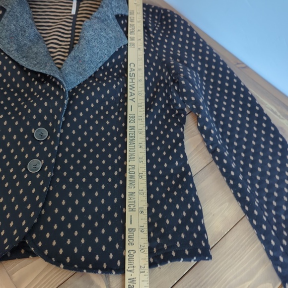 Free People Black Tan Quilted Polka Dot Knit Blazer Jacket - Picture 10 of 15